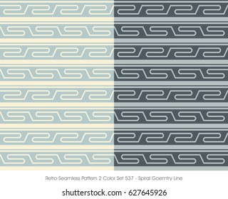 Retro Seamless Pattern 2 Color Set Spiral Geometry Line