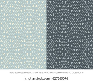 Retro Seamless Pattern 2 Color Set Check Geometry Rhomb Cross Frame