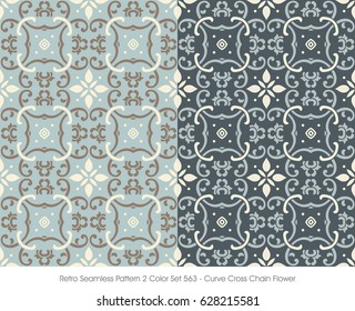Retro Seamless Pattern 2 Color Set Curve Cross Chain Flower