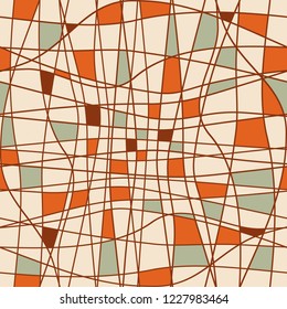 Retro Seamless Pattern From The 50s And 60s. Seamless Abstract Vintage Background In Sixties Style. Vector Illustration.