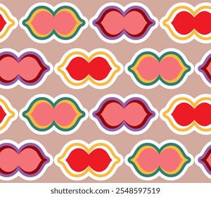 Retro seamless pattern from the 50s and 60s. Seamless abstract Vintage background in sixties style. Seamless geometric pattern from waves.