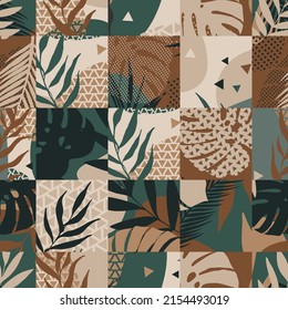 Retro seamless pattern with abstract geometric leaves. Modern design for paper, cover, fabric, interior decor and other users.