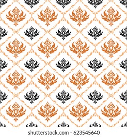 Retro seamless pattern antique style acanthus. Vector illustration. Decorative design element filigree calligraphy. Vintage baroque ornament.