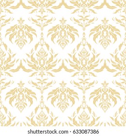Retro seamless pattern antique style acanthus. Beige vintage baroque ornament. Vector illustration. Decorative design element filigree calligraphy.