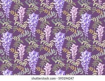 Retro Seamless pattern beautiful flowers, paper, textile, fabric, wrapper, wallpaper, vector, tropical plant, japanese ornament