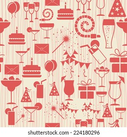 retro seamless pattern with birthday party elements