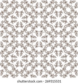  Retro seamless pattern. Black curls on the white background.