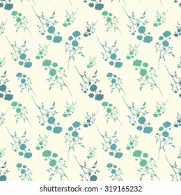 Retro seamless pattern with blue silhouettes of roses
Vintage seamless pattern with blue roses
