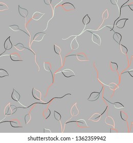 Retro seamless pattern branches, great design for any purposes. White background isolated. Modern texture. Colorful wallpaper vector. Vector design. Colorful nature background. Botanical drawing.