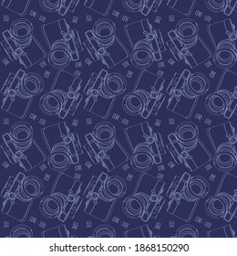 Retro seamless pattern of camera