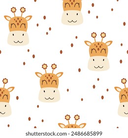 Retro seamless pattern in cartoon flat style. Retro animal pattern. Groovy baby digital paper. Hand drawn vector pattern	
