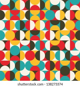 Retro seamless pattern with circles. Colorful vector background for hipster.