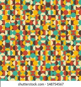 Retro seamless pattern with circles. Colorful vector background for hipster. 