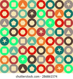 Retro seamless pattern with circles. Colorful vector background for hipster.