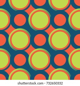 Retro seamless pattern with circles. Colorful vector background.