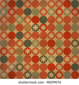 Retro seamless pattern with circles and stars.