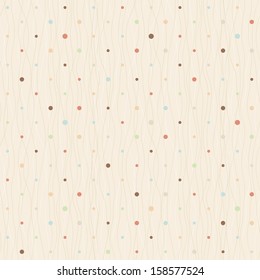Retro seamless pattern. Color polka dot on wavy background