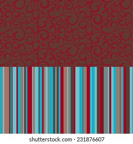 Retro seamless, pattern with color vertical stripes, lines and curl