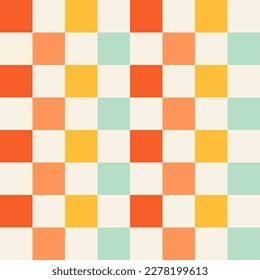 Retro seamless pattern with colorful checkerboard