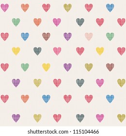 retro seamless pattern with colorful hearts