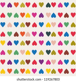 retro seamless pattern with colorful hearts