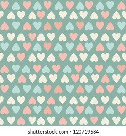 retro seamless pattern with colorful hearts