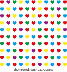 retro seamless pattern with colorful hearts white background.eps 10.
