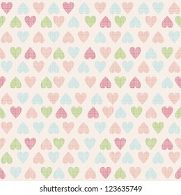 retro seamless pattern with colorful hearts