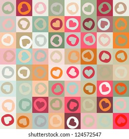 Retro seamless pattern with colorful hearts. And also includes EPS 8 vector