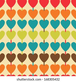 retro seamless pattern with colorful hearts
