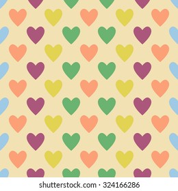 retro seamless pattern with colorful hearts