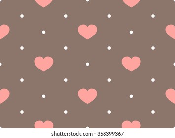 Retro seamless pattern with colorful hearts. Greeting card for Valentines day. Perfect for decoration postcards, brochures, textiles or paper packaging