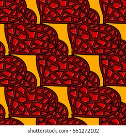 Retro seamless pattern with colorful hearts