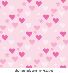 Retro seamless pattern with colorful hearts. Abstract geometric modern background. Vector illustration. Art deco style. Heart seamless pattern.