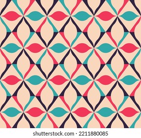 Retro seamless pattern - colorful nostalgic background design - geometric shapes
