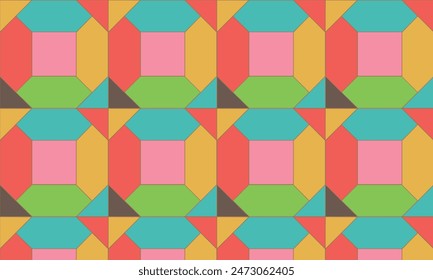 Retro seamless pattern - colorful nostalgic background design