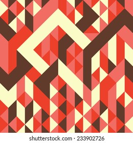Retro seamless pattern with colorful stripes and triangles.