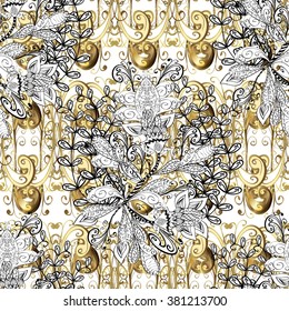 Retro Seamless Pattern With Curves On Grunge Texture