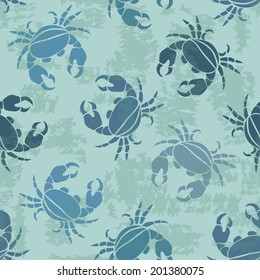 Retro seamless pattern of cute crabs