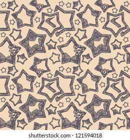 Retro seamless pattern with cute stars. Vector background.