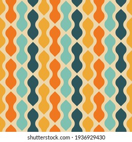 Retro seamless pattern design - colorful nostalgic repeat background for textile, wallpaper, and wrapping paper