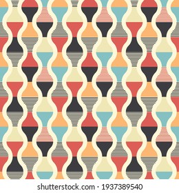 Retro seamless pattern design - colorful nostalgic repeat background for textile, wallpaper, and wrapping paper