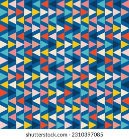 Retro seamless pattern design. Triangular geometric repeat motifs vector for wrapping paper, background, wallpaper, and more