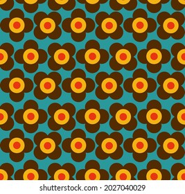 Retro seamless pattern. Floral background. Abstract geometric. Vector Illustration.