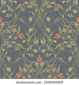 Retro seamless  pattern. Floral classic ornament. 