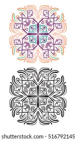 Retro seamless pattern with floral vector elements