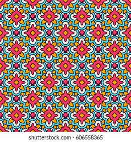 Retro seamless pattern with flower signs vector background