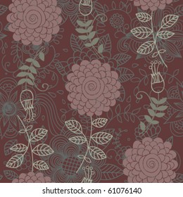 Retro seamless pattern with with flowers