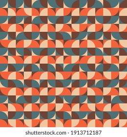 Retro seamless pattern with geometric elements in warm colors. Abstract vector illustration easy to edit and customize. Eps10