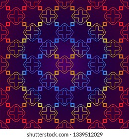 Retro Seamless Pattern. Geometric, Triangle, Zig Zag. For Wallpaper, Fabric, Scrapbooking Design, Textures. Vector Illustration. Red blue gradient color.